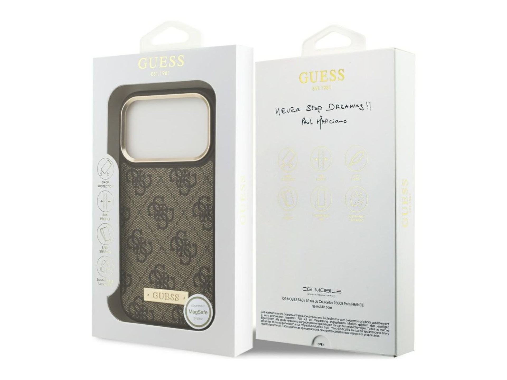 Capa MagSafe Guess 4G Logo Plate para iPhone 17 Pro - castanho