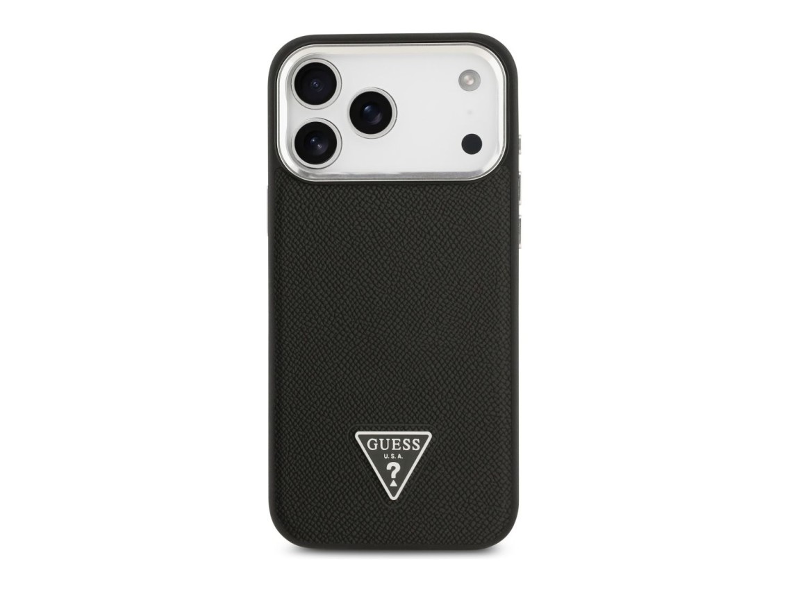Funda Guess con logo triangular texturizado y MagSafe para iPhone 17 Pro Max - negra