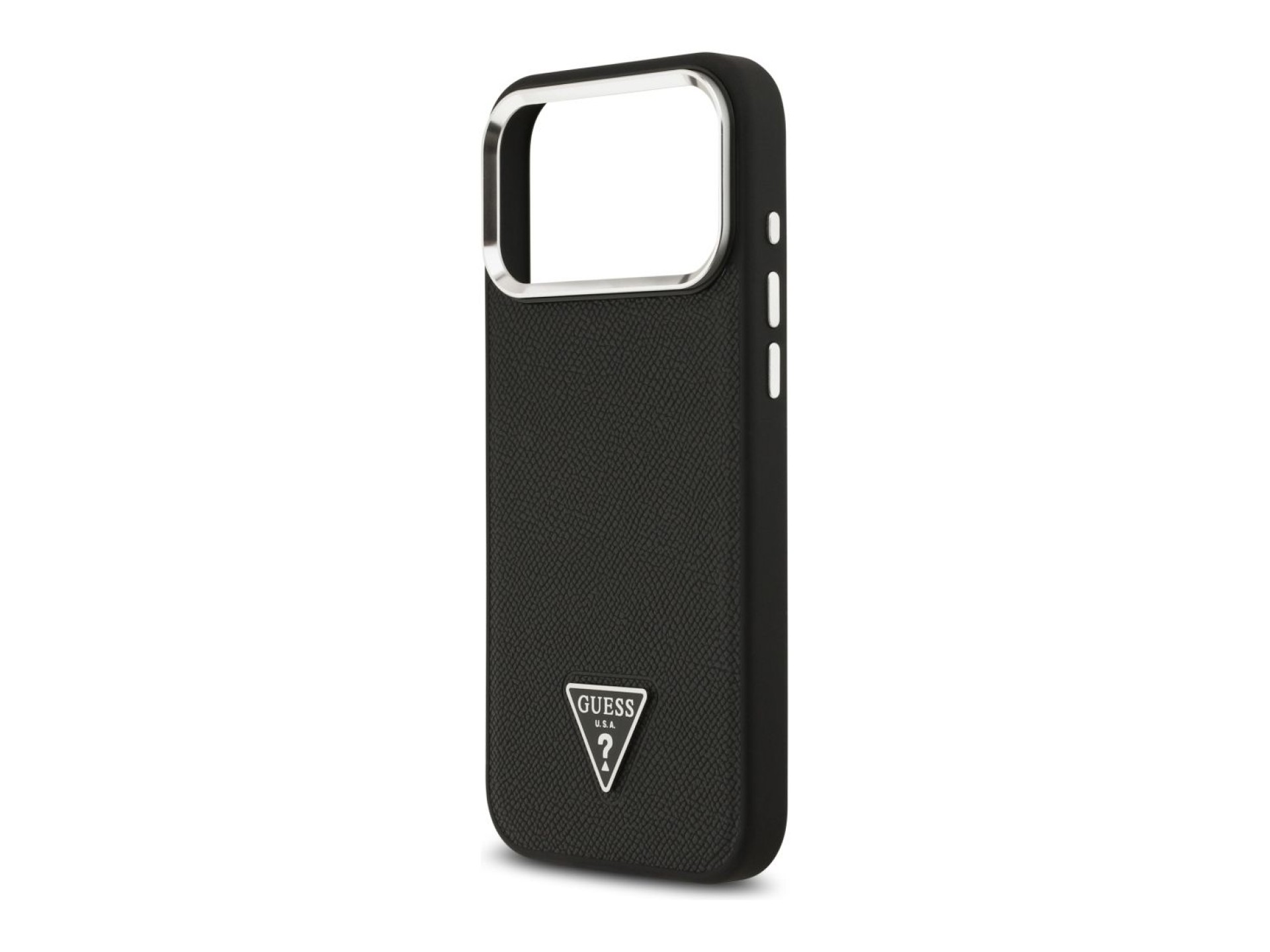 Funda Guess con logo triangular texturizado y MagSafe para iPhone 17 Pro Max - negra