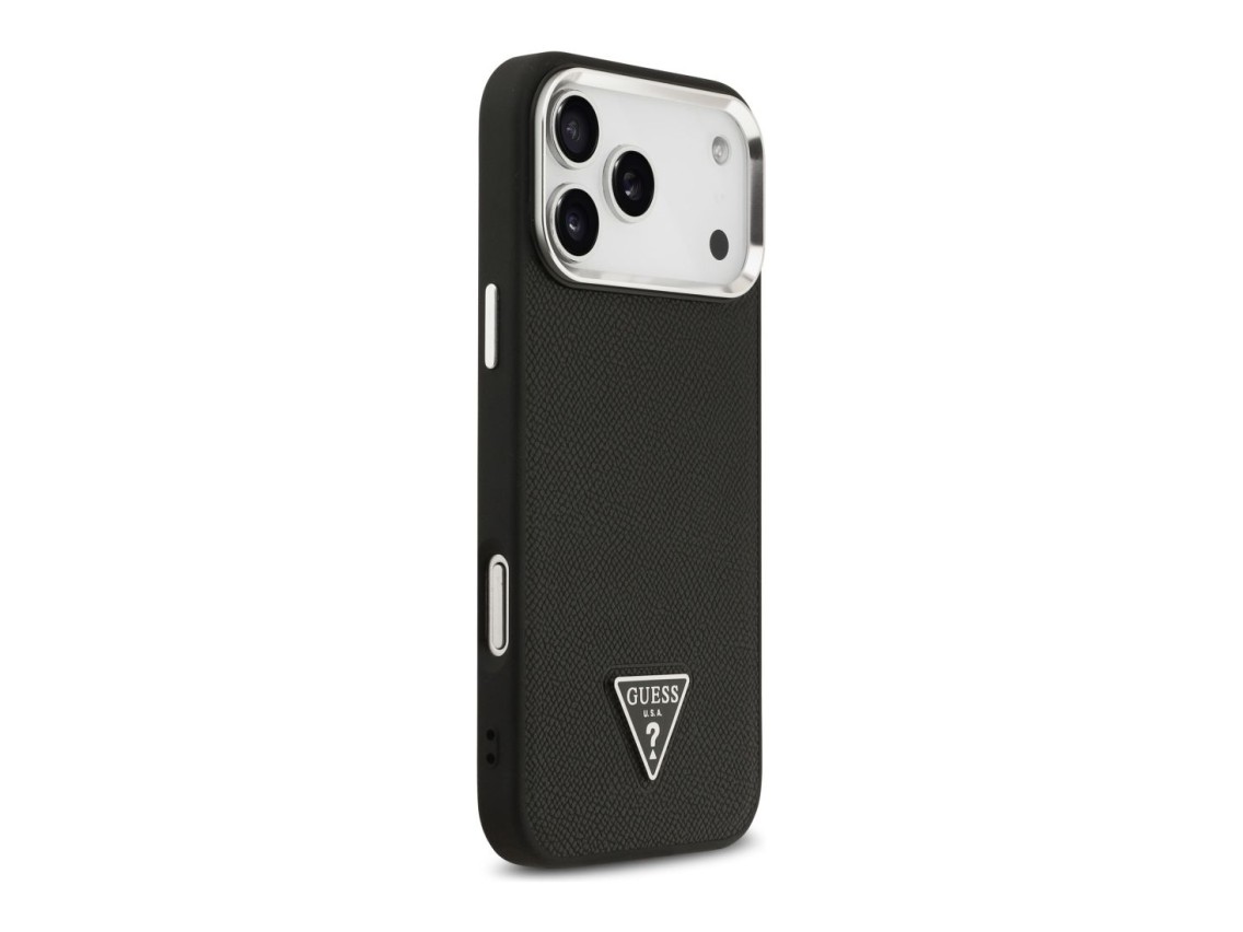 Funda Guess con logo triangular texturizado y MagSafe para iPhone 17 Pro Max - negra