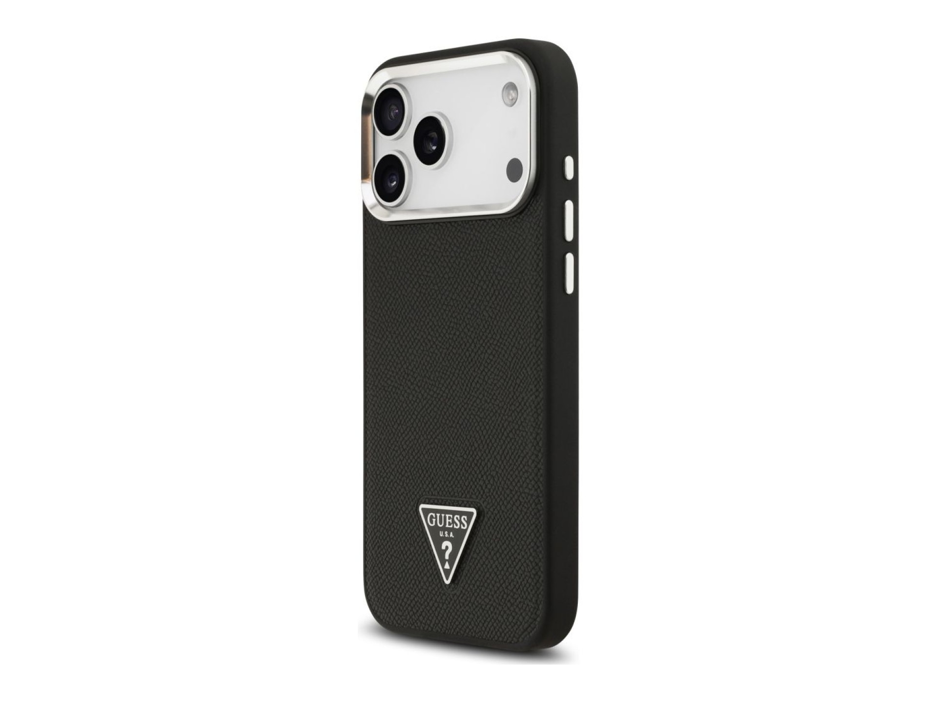 Funda Guess con logo triangular texturizado y MagSafe para iPhone 17 Pro Max - negra