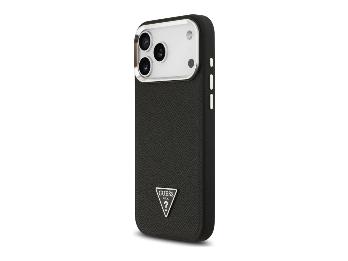 Funda Guess con logo triangular texturizado y MagSafe para iPhone 17 Pro Max - negra