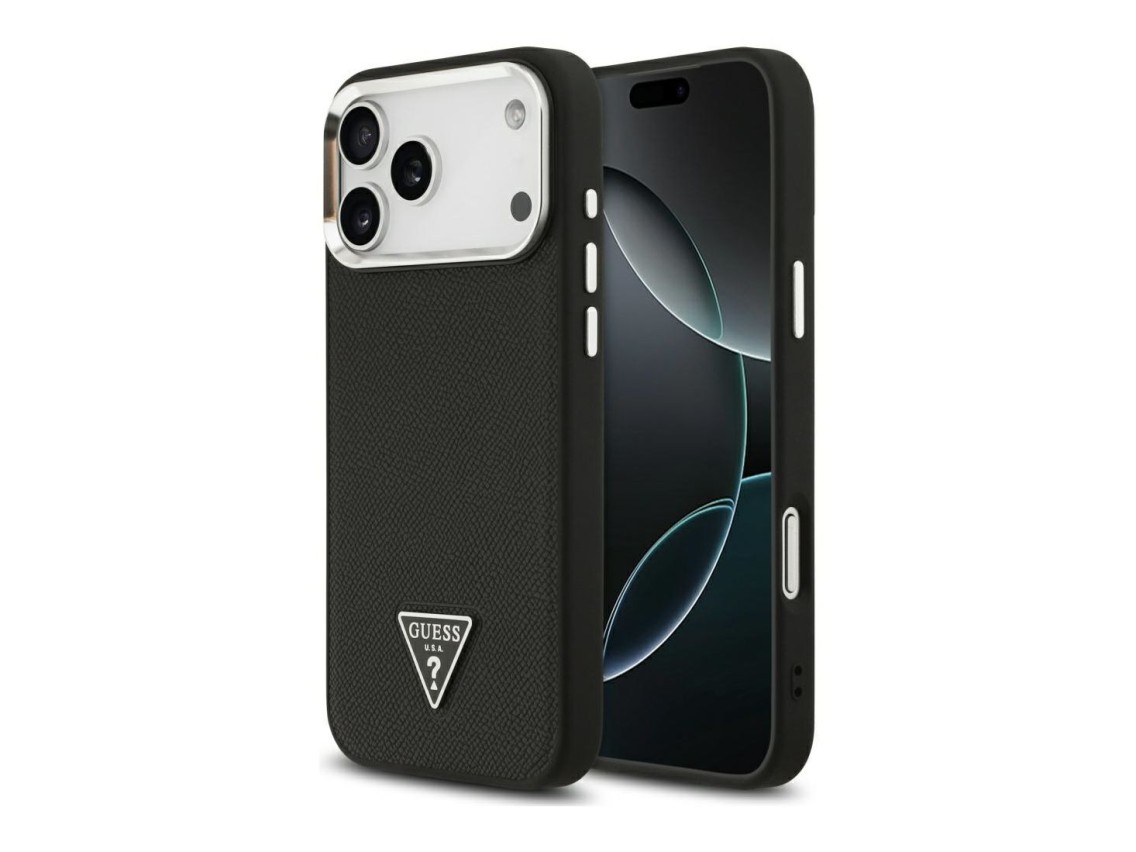 Guess Grained Triangle Logo MagSafe case for iPhone 17 Pro Max - black