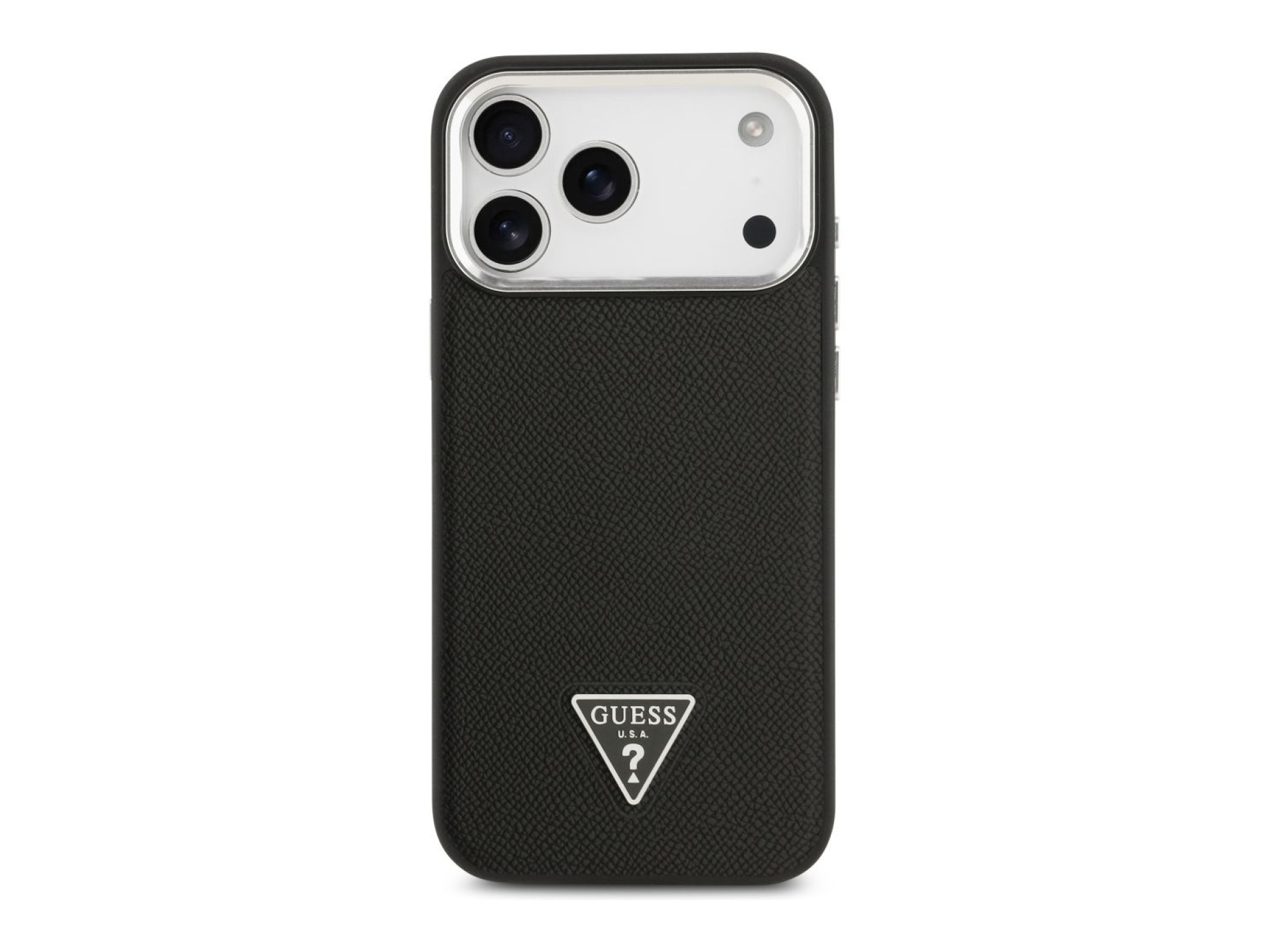 Funda Guess con logo triangular texturizado y MagSafe para iPhone 17 Pro Max - negra