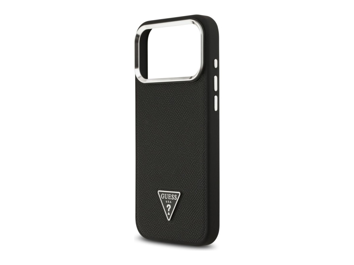 Funda Guess con logo triangular texturizado y MagSafe para iPhone 17 Pro Max - negra