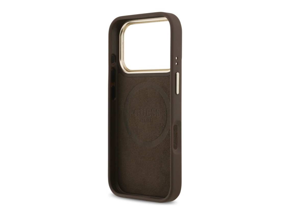 Capa MagSafe Guess 4G Logo Plate para iPhone 17 Pro - castanho