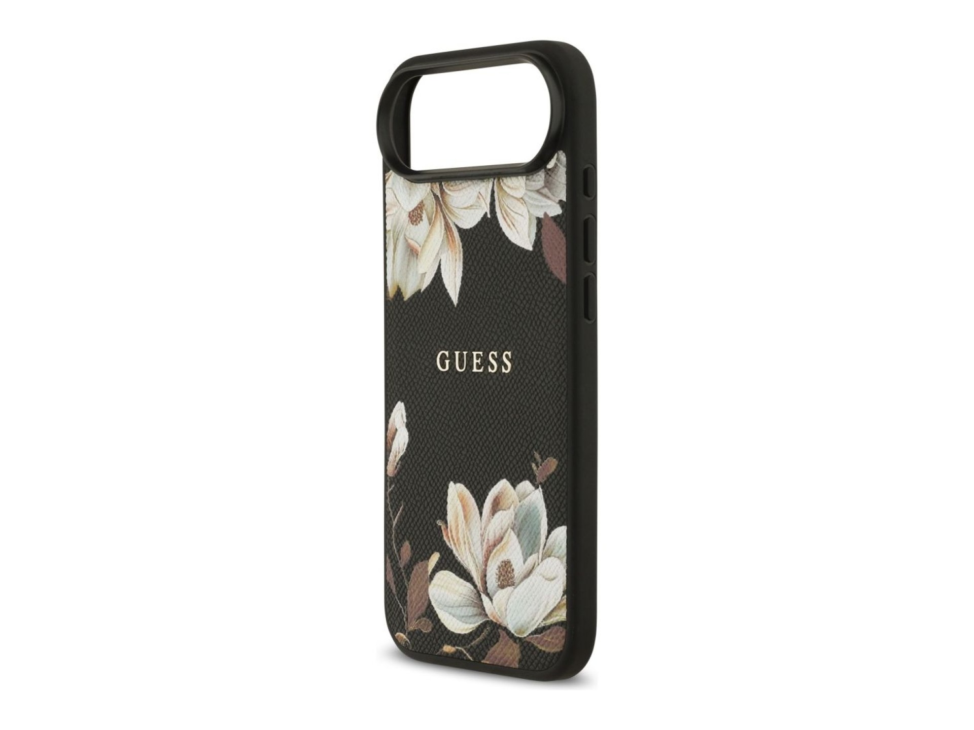 Guess Grained Flowers Classic Logo MagSafe case for iPhone Air - black