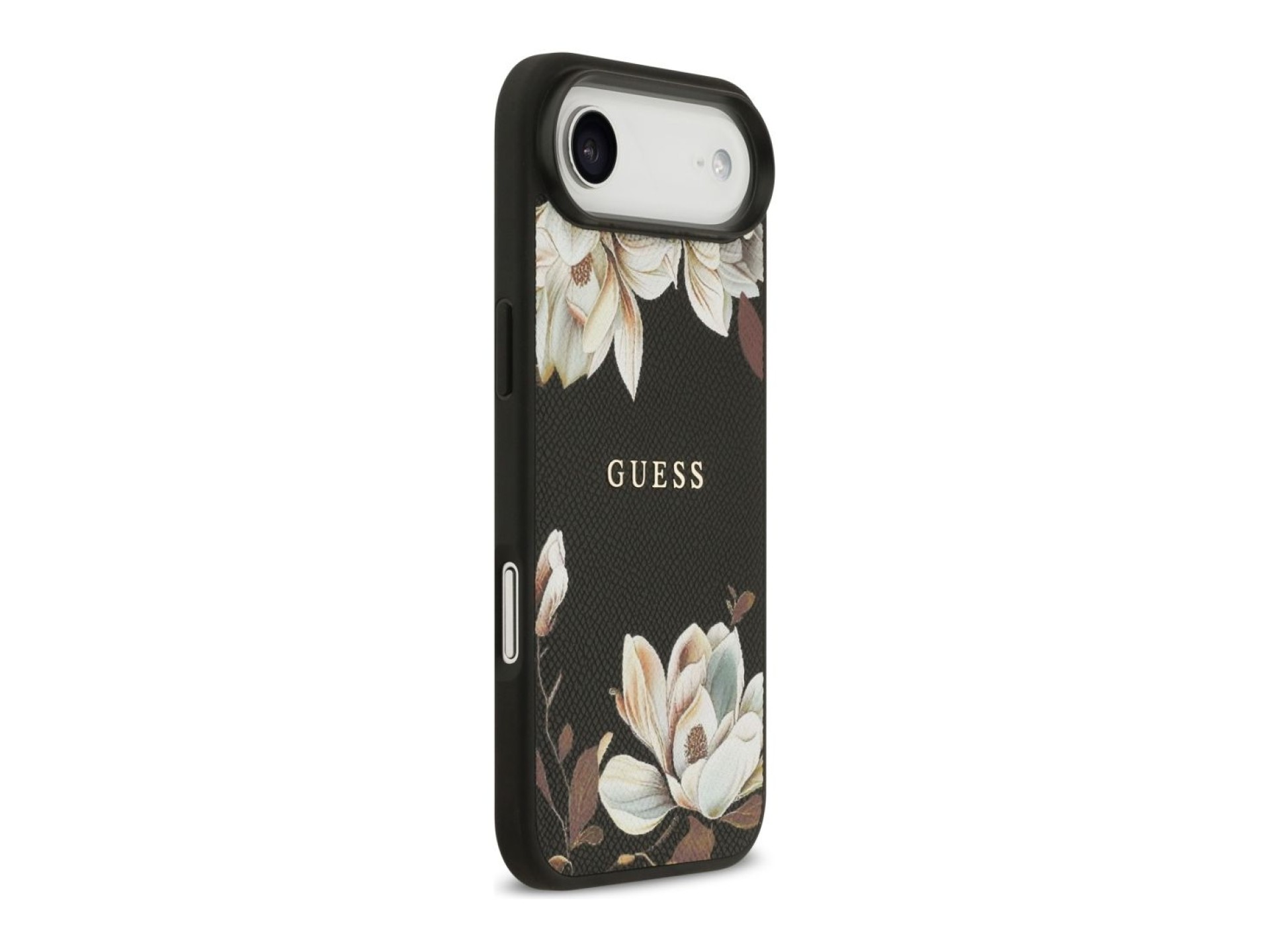 Guess Grained Flowers Classic Logo MagSafe case for iPhone Air - black