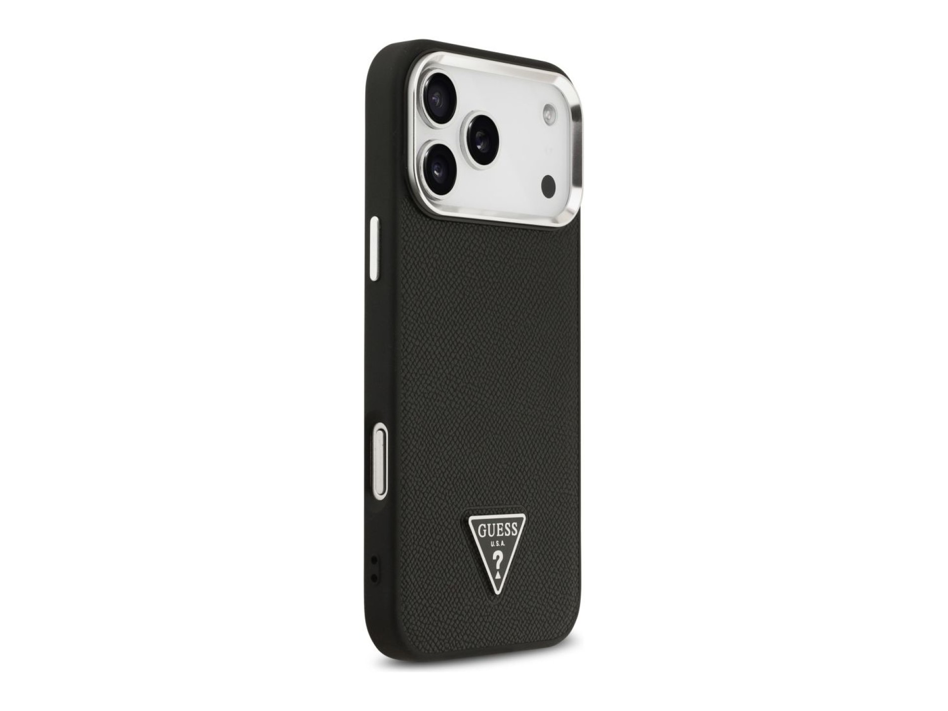 Funda Guess con logo triangular texturizado y MagSafe para iPhone 17 Pro Max - negra
