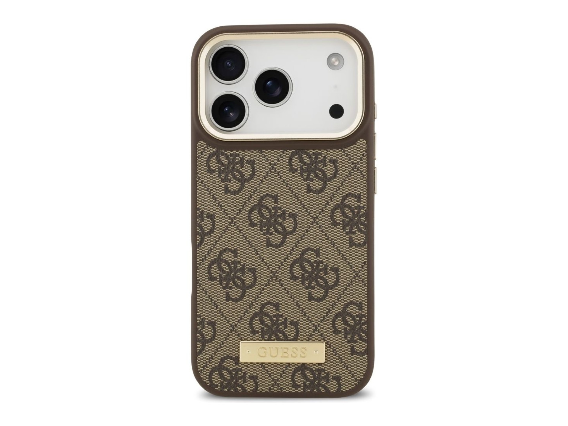 Capa MagSafe Guess 4G Logo Plate para iPhone 17 Pro - castanho