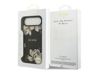 Guess Grained Flowers Classic Logo MagSafe case for iPhone Air - black Guess Grained Flowers Classic Logo MagSafe case for iPhone Air - black