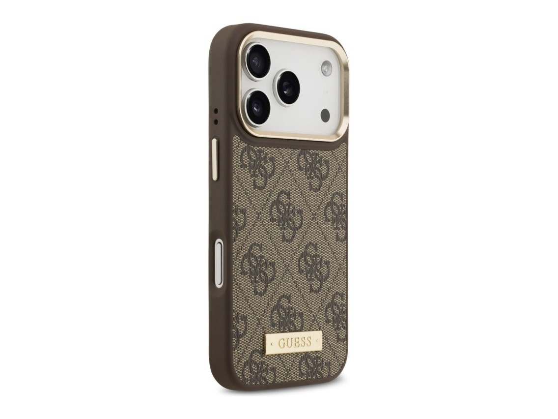 Capa MagSafe Guess 4G Logo Plate para iPhone 17 Pro - castanho