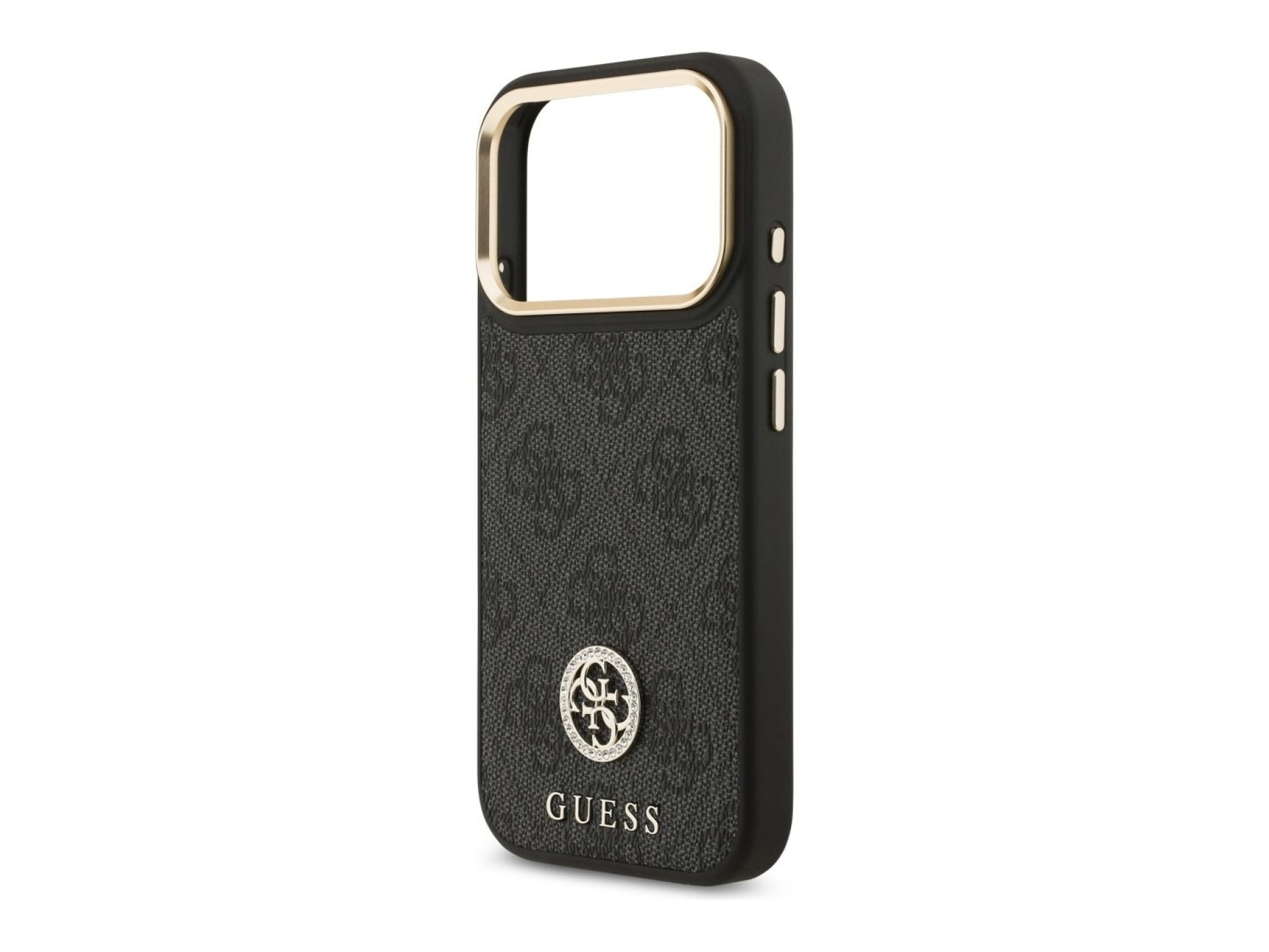 Funda Guess 4G Strass Logo & Big Strap Metal Buttons MagSafe para iPhone 17 Pro - Negra