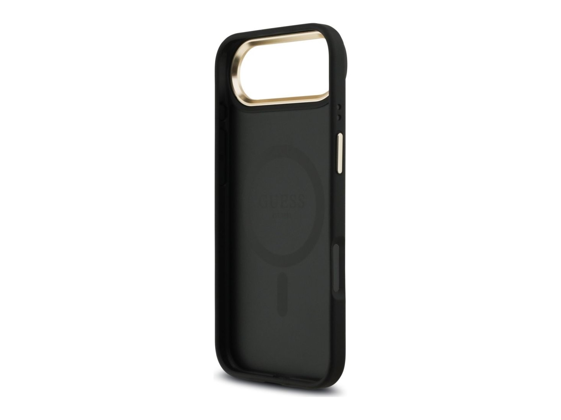 Guess 4G Strass Logo & Big Strap Metal Buttons MagSafe Case for iPhone Air - Black