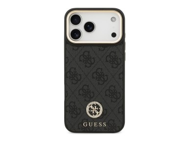 Capa Guess 4G Strass com Logotipo e Bot�es Met�licos Grandes para iPhone 17 Pro Max - Preta