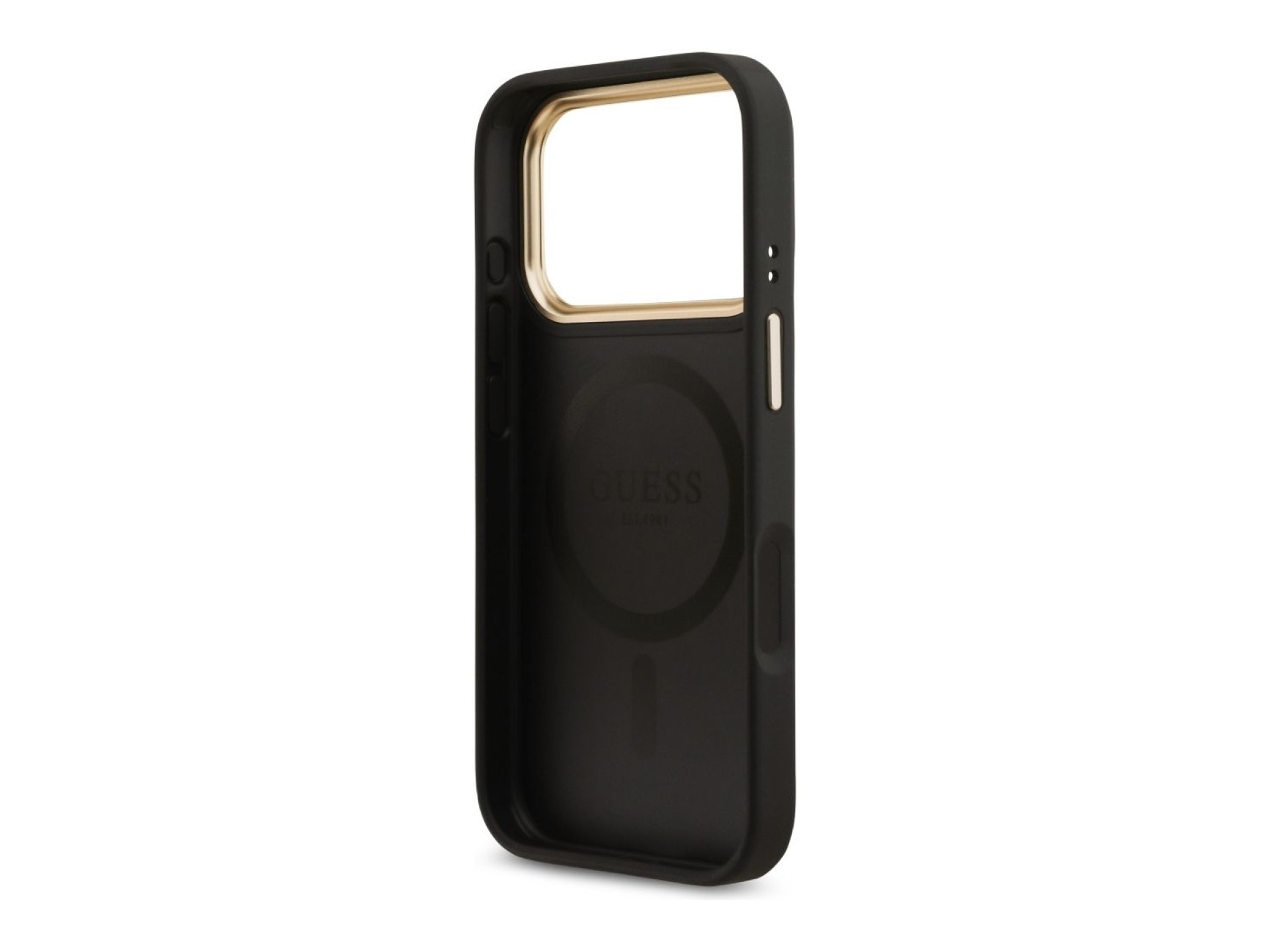 Funda Guess 4G Strass Logo & Big Strap Metal Buttons MagSafe para iPhone 17 Pro - Negra