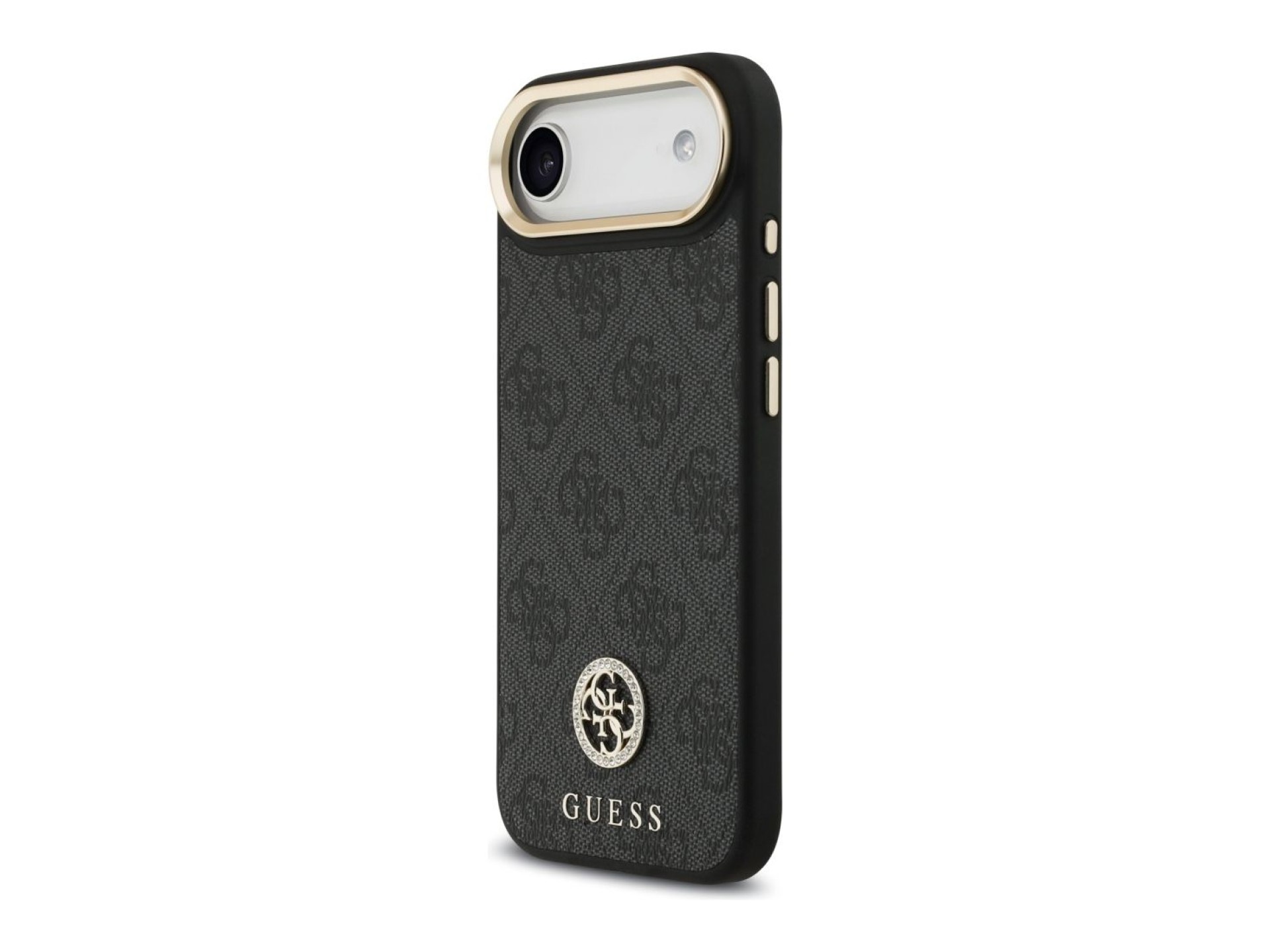 Guess 4G Strass Logo & Big Strap Metal Buttons MagSafe Case for iPhone Air - Black