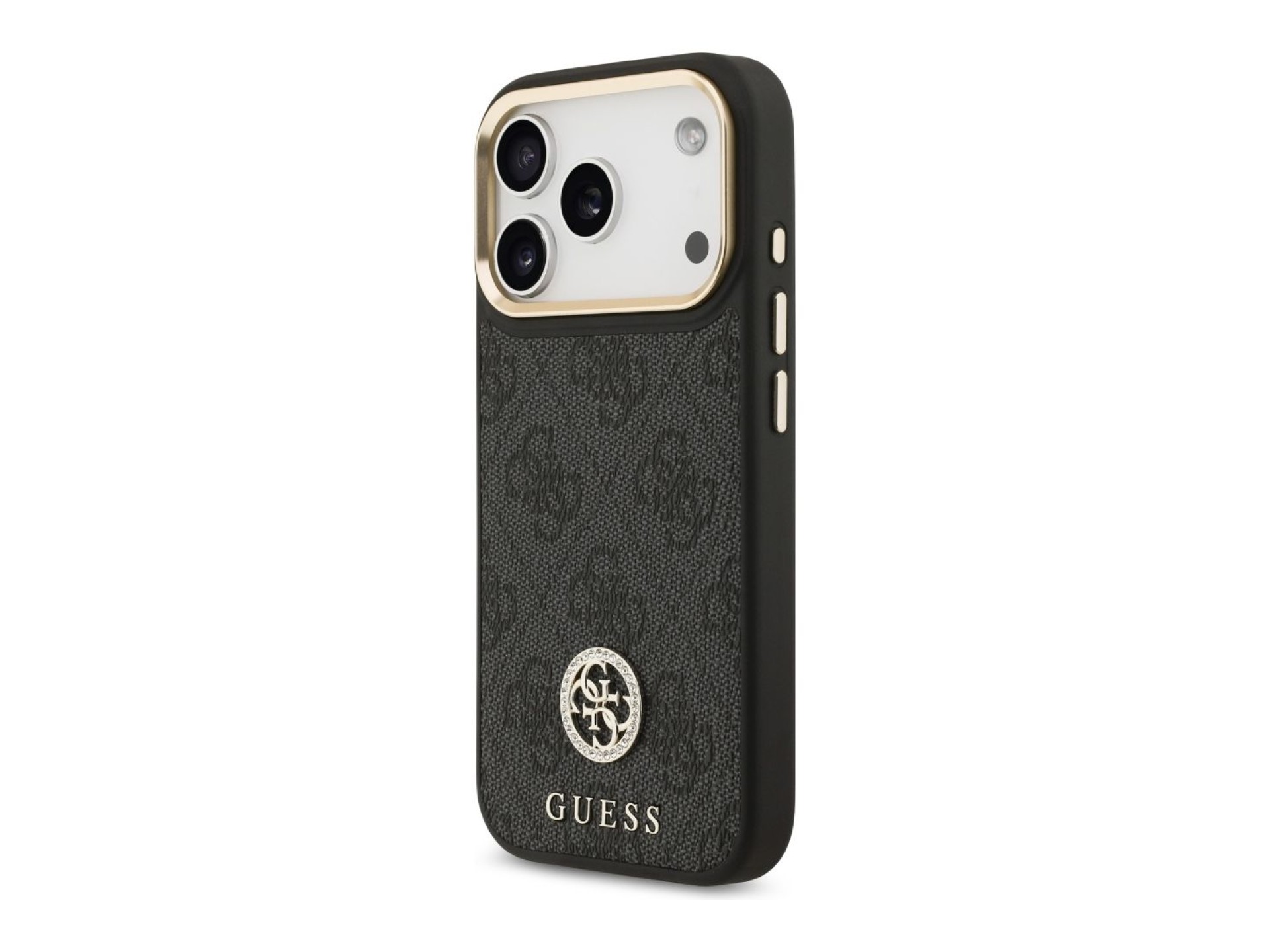 Funda Guess 4G Strass Logo & Big Strap Metal Buttons MagSafe para iPhone 17 Pro - Negra