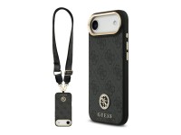 Guess 4G Strass Logo & Big Strap Metal Buttons MagSafe Case for iPhone Air - Black