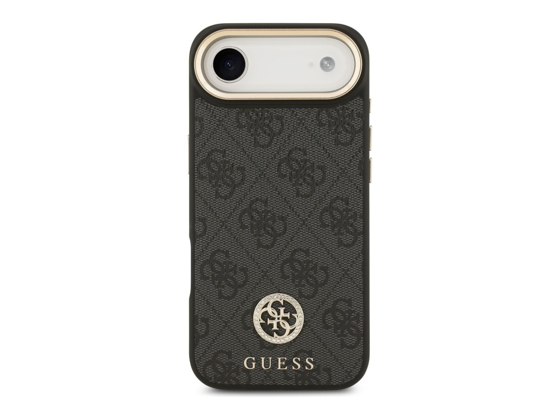 Guess 4G Strass Logo & Big Strap Metal Buttons MagSafe Case for iPhone Air - Black
