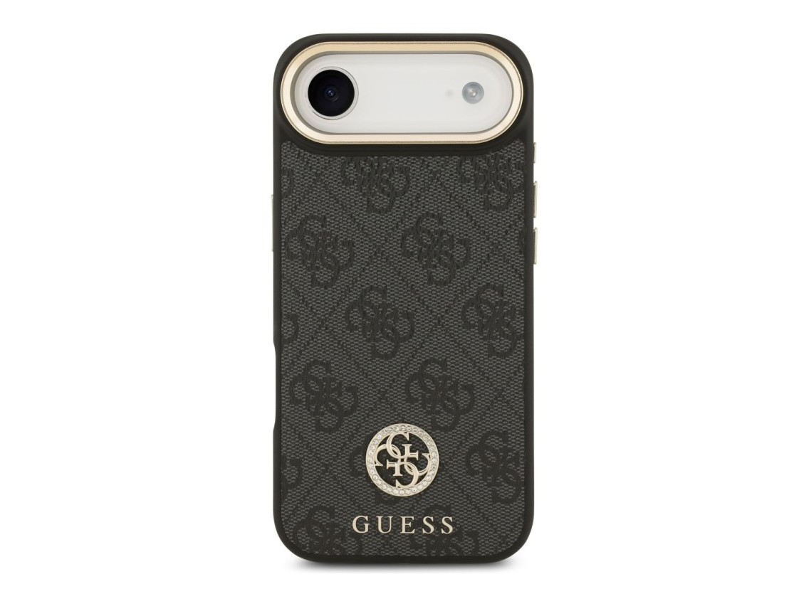 Guess 4G Strass Logo & Big Strap Metal Buttons MagSafe Case for iPhone Air - Black