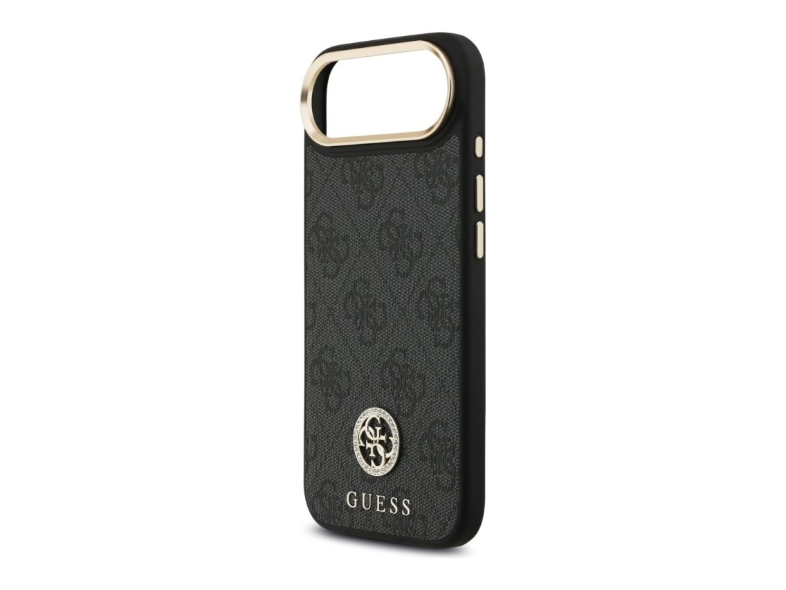 Guess 4G Strass Logo & Big Strap Metal Buttons MagSafe Case for iPhone Air - Black