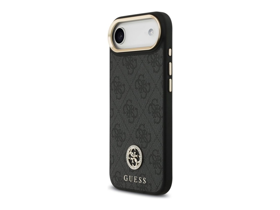 Guess 4G Strass Logo & Big Strap Metal Buttons MagSafe Case for iPhone Air - Black