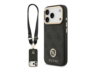 Funda Guess 4G Strass Logo & Big Strap Metal Buttons MagSafe para iPhone 17 Pro - Negra Funda Guess 4G Strass Logo & Big Strap Metal Buttons MagSafe para iPhone 17 Pro - Negra