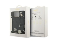 Guess 4G Srtass Logo & Big Strap Metal Buttons MagSafe Case for iPhone 17 Pro Max - Black