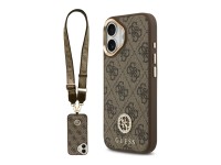 Guess 4G Strass Logo & Big Strap Metal Buttons MagSafe Case for iPhone 17 - Brown