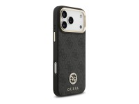 Guess 4G Srtass Logo & Big Strap Metal Buttons MagSafe Case for iPhone 17 Pro Max - Black