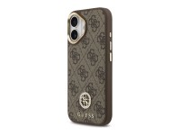 Guess 4G Strass Logo & Big Strap Metal Buttons MagSafe Case for iPhone 17 - Brown