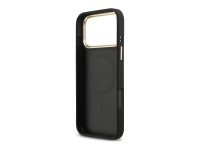 Guess 4G Srtass Logo & Big Strap Metal Buttons MagSafe Case for iPhone 17 Pro Max - Black