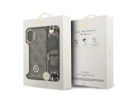 Guess 4G Strass Logo & Big Strap Metal Buttons MagSafe Case for iPhone 17 - Brown