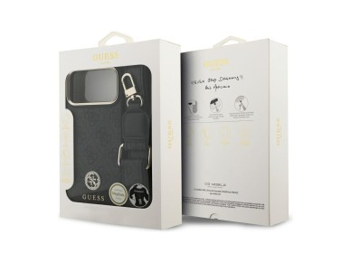 Capa Guess 4G Strass com Logotipo e Bot�es Met�licos Grandes para iPhone 17 Pro Max - Preta