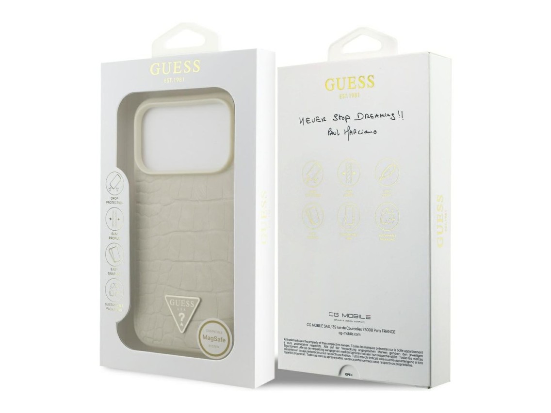 Guess Croco Triangle Logo MagSafe case for iPhone 17 Pro - gold