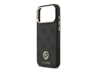 Guess 4G Srtass Logo & Big Strap Metal Buttons MagSafe Case for iPhone 17 Pro Max - Black