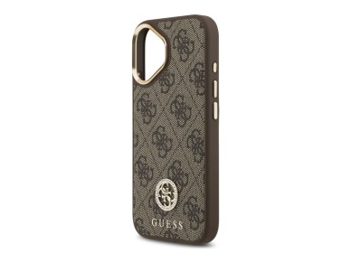 Capa Guess 4G Strass Logo e Big Strap com Bot�es Met�licos e MagSafe para iPhone 17 - Castanho