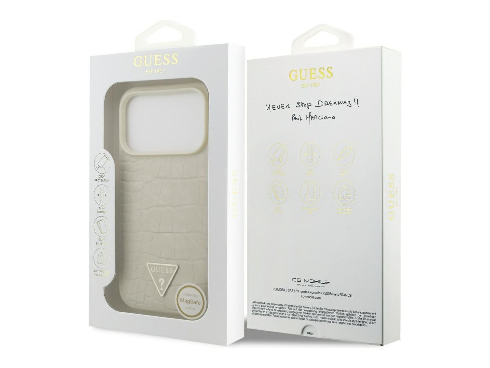 Guess Croco Triangle Logo MagSafe case for iPhone 17 Pro - gold
