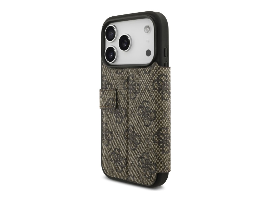 Funda metálica con logo Guess Book 4G para iPhone 17 Pro - Marrón