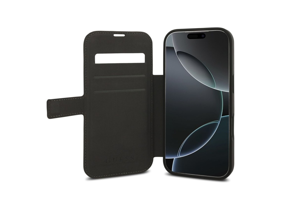 Funda metálica con logo Guess Book 4G para iPhone 17 Pro - Marrón