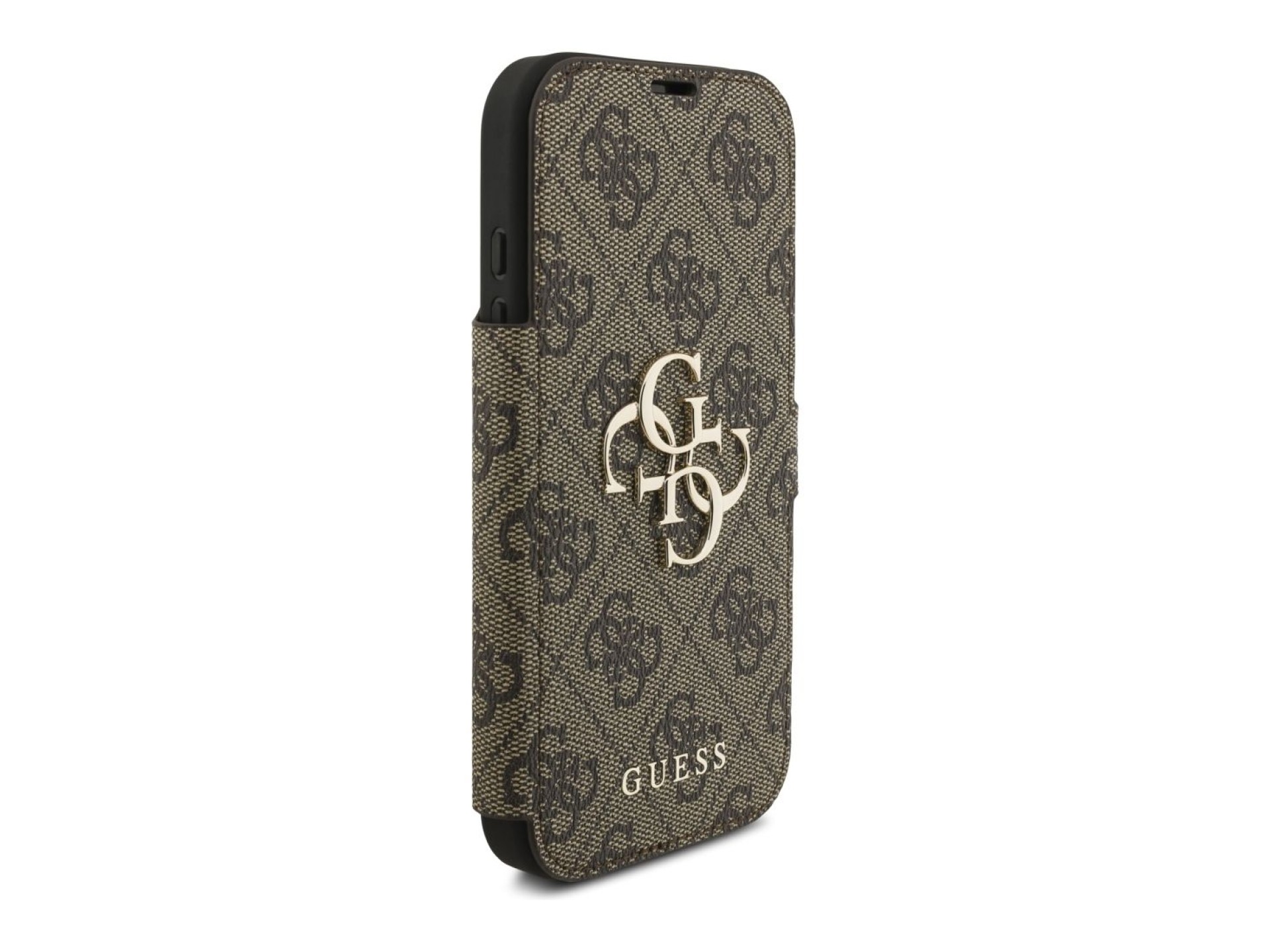 Funda metálica con logo Guess Book 4G para iPhone 17 Pro - Marrón