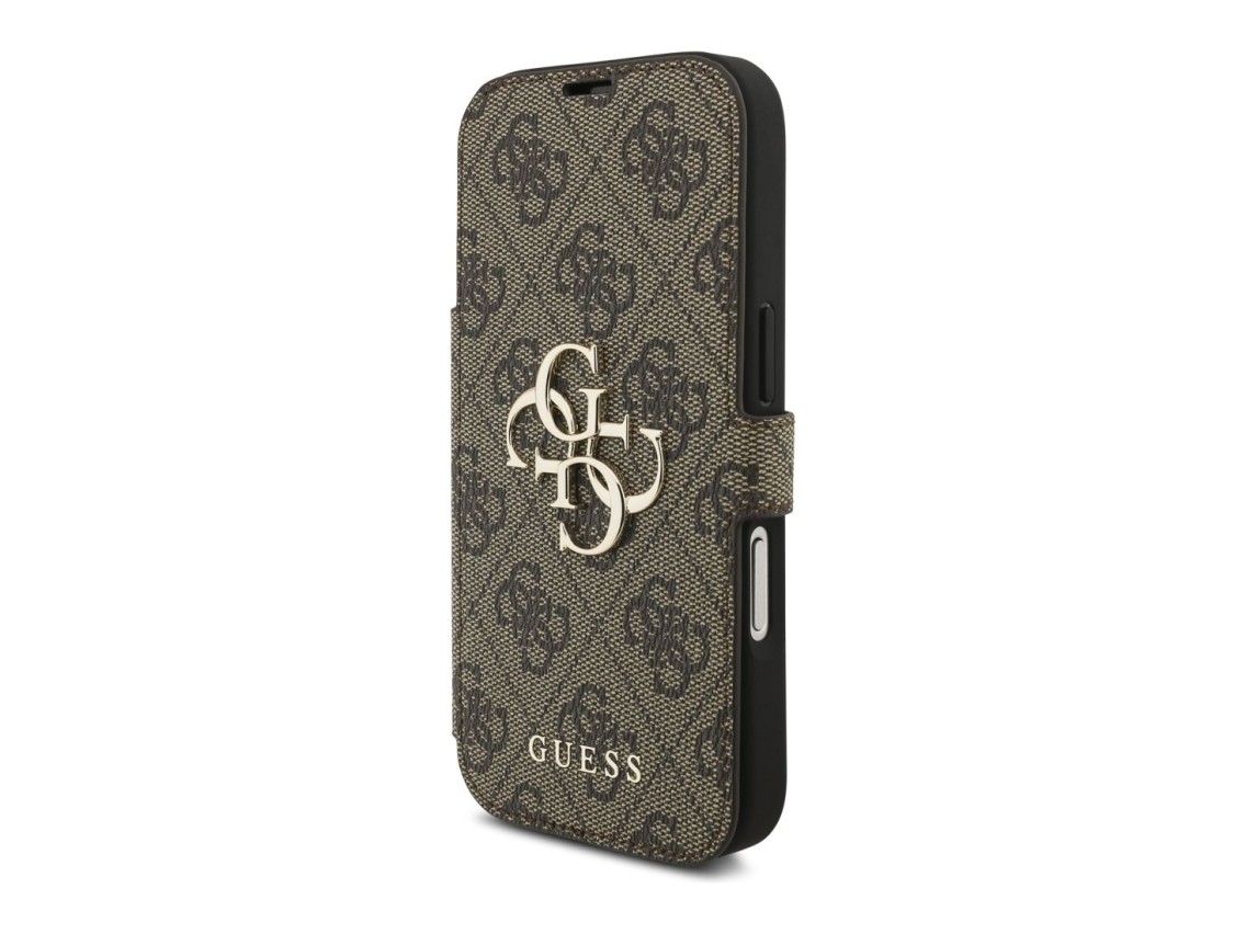Funda metálica con logo Guess Book 4G para iPhone 17 Pro - Marrón