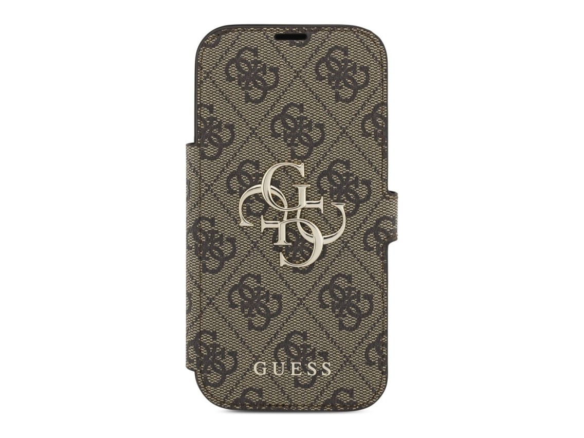 Funda metálica con logo Guess Book 4G para iPhone 17 Pro - Marrón