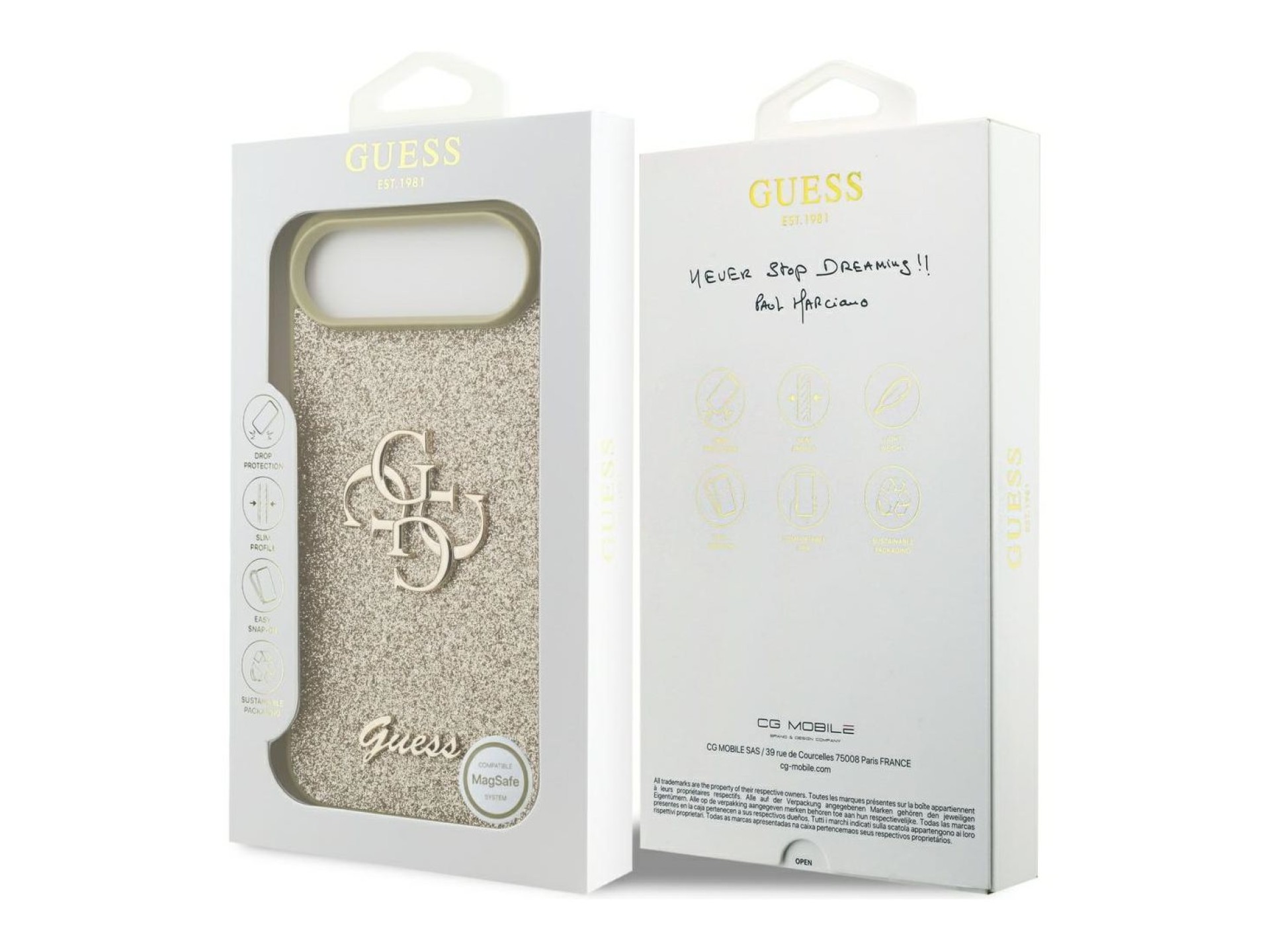 Guess Fixed Glitter Big 4G case for iPhone Air - gold