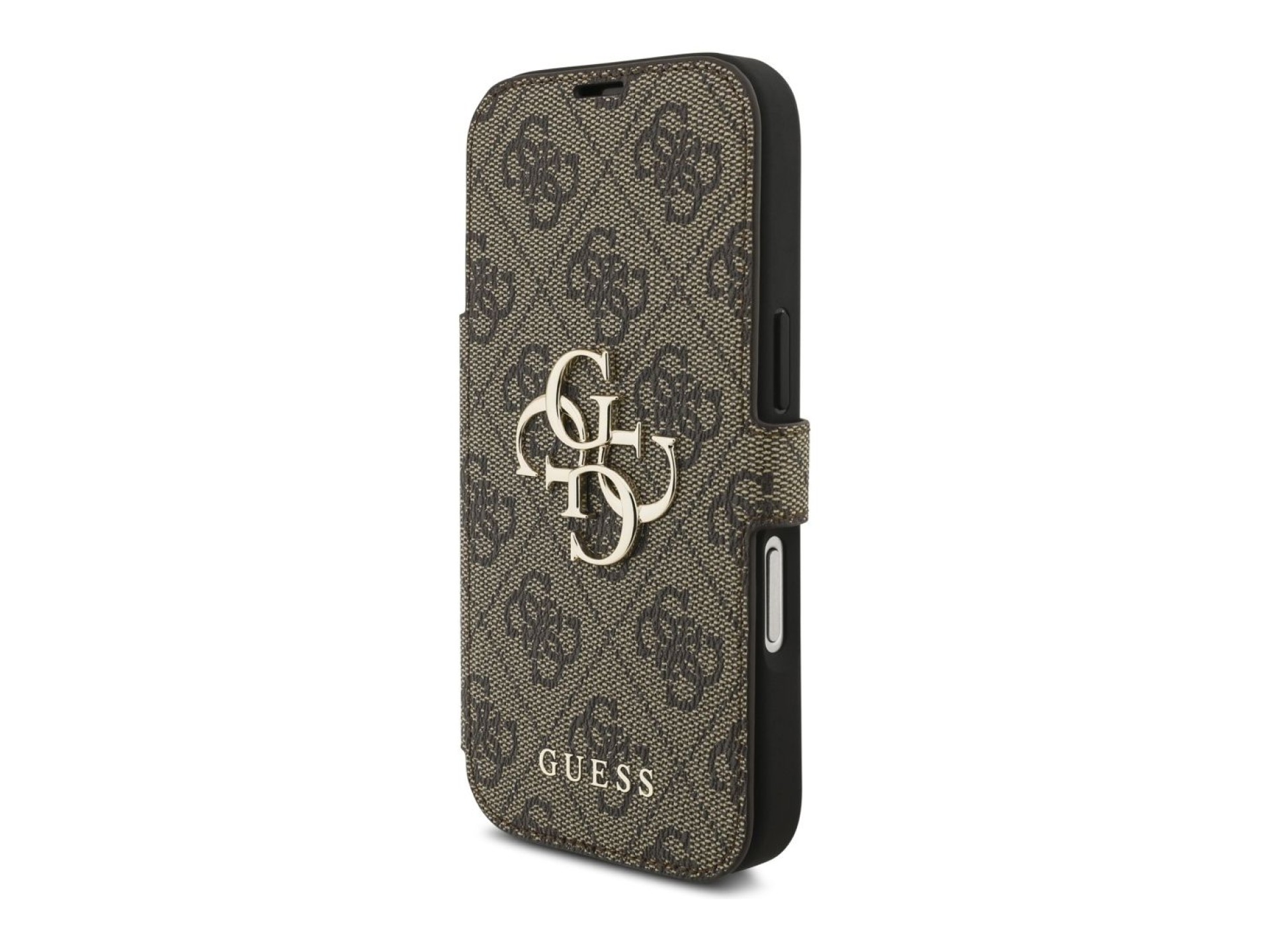 Funda metálica con logo Guess Book 4G para iPhone 17 Pro - Marrón