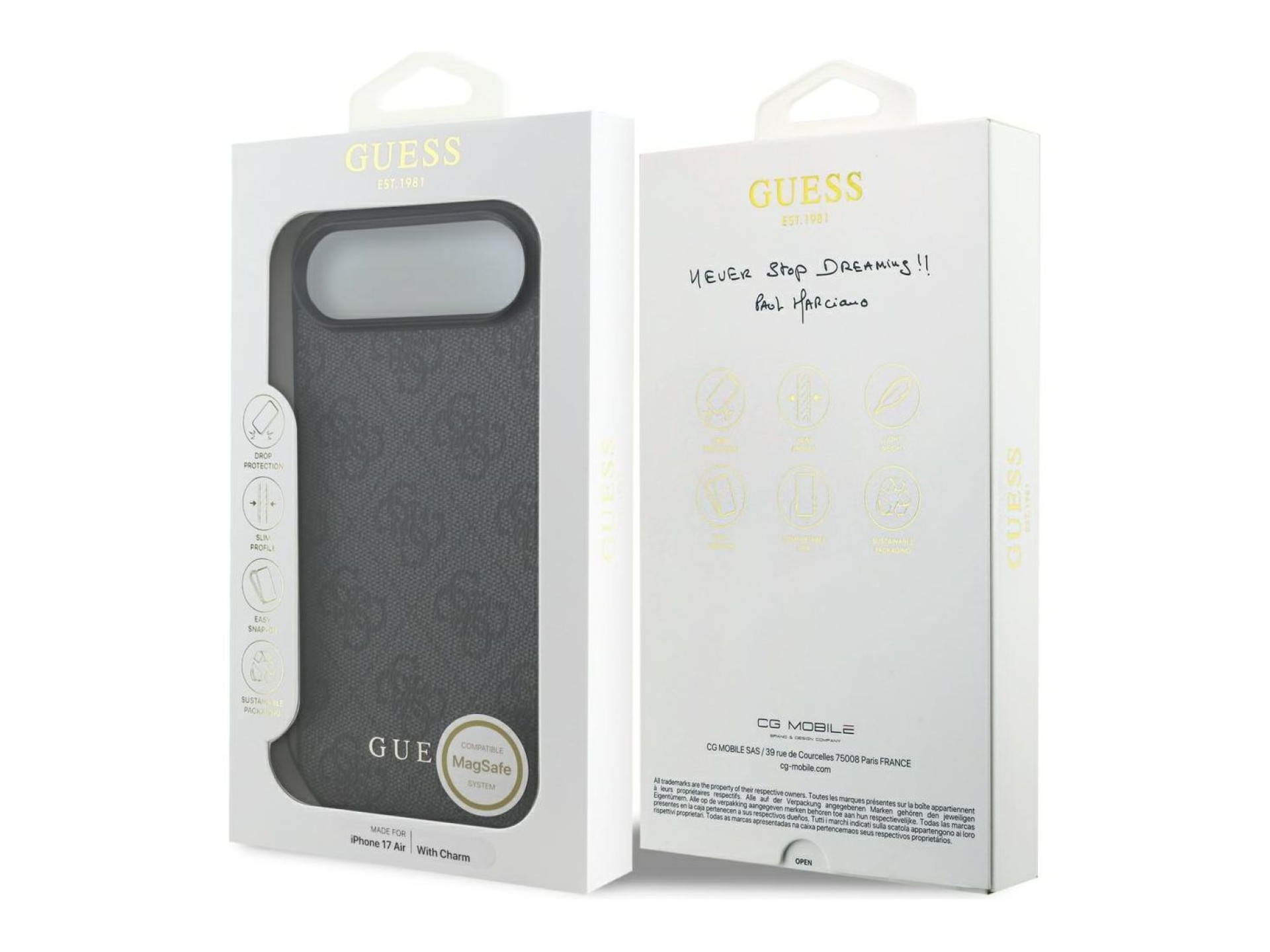 Funda Guess 4G Charms Collection MagSafe para iPhone Air - negra