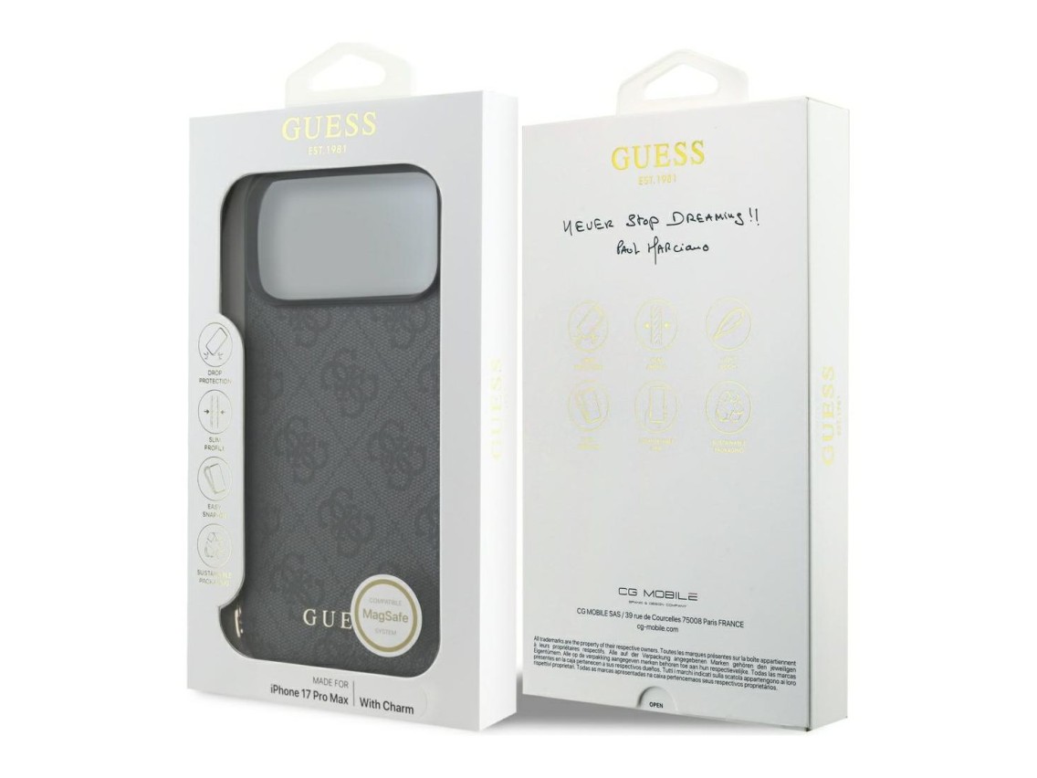 Funda Guess 4G Charms Collection MagSafe para iPhone 17 Pro Max - negra