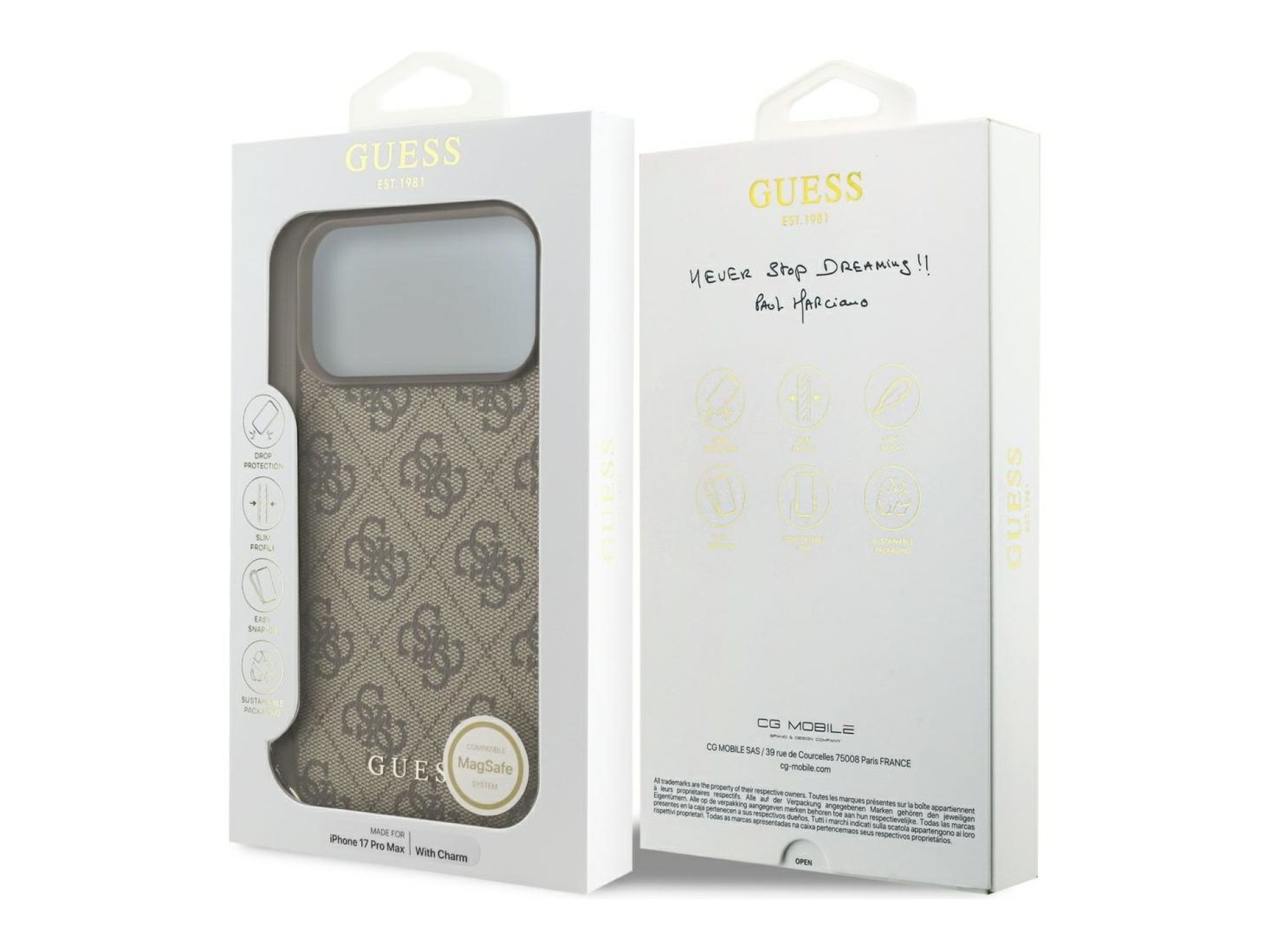 Guess 4G Charms Collection MagSafe case for iPhone 17 Pro Max - brown