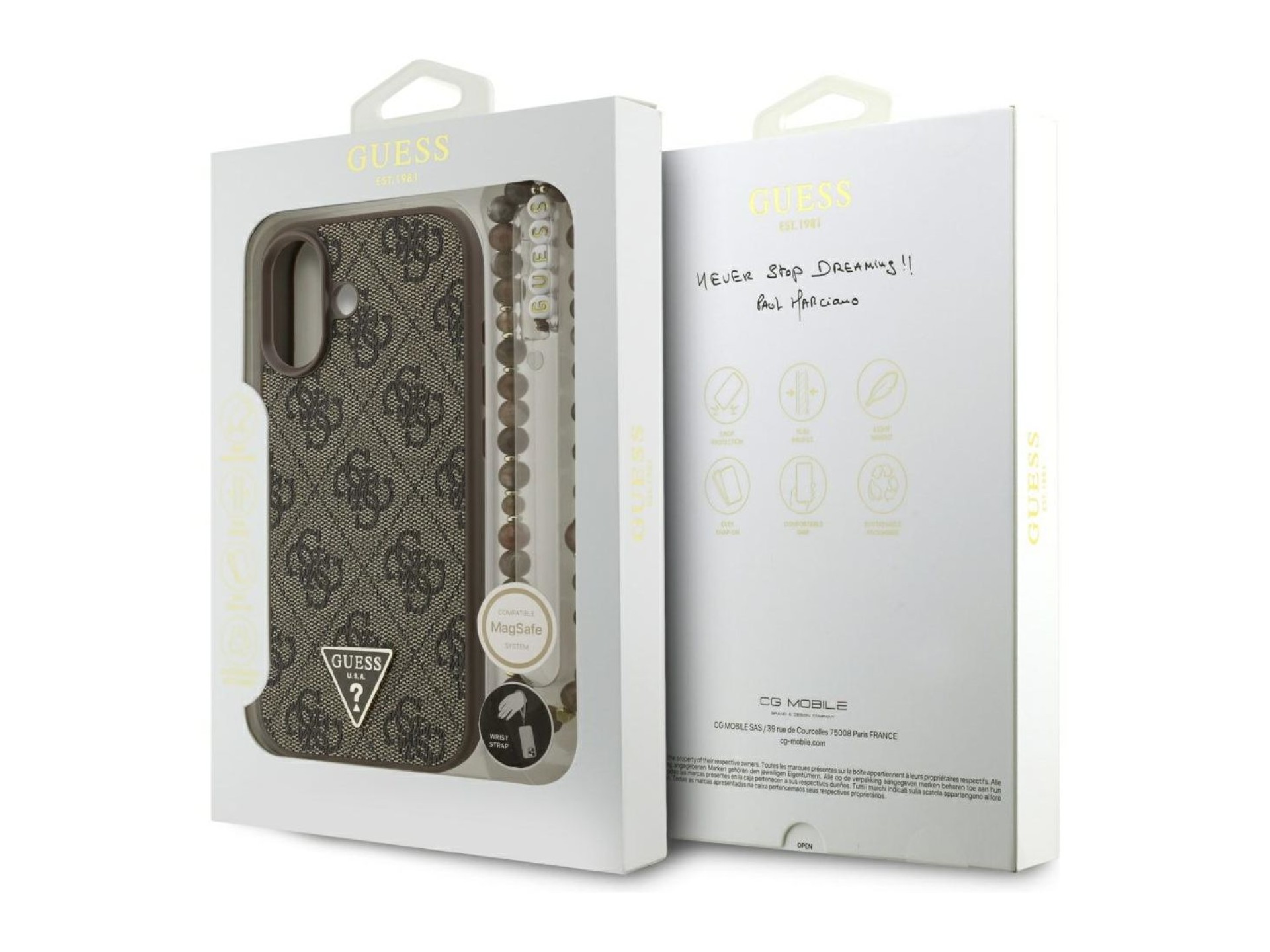 Capa Guess 4G Strap Triangle Logo MagSafe para iPhone 17 - castanho
